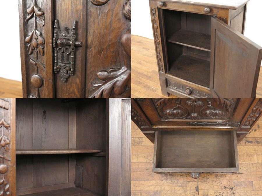 アンティーク家具　美しい彫刻のキャビネット　62955
