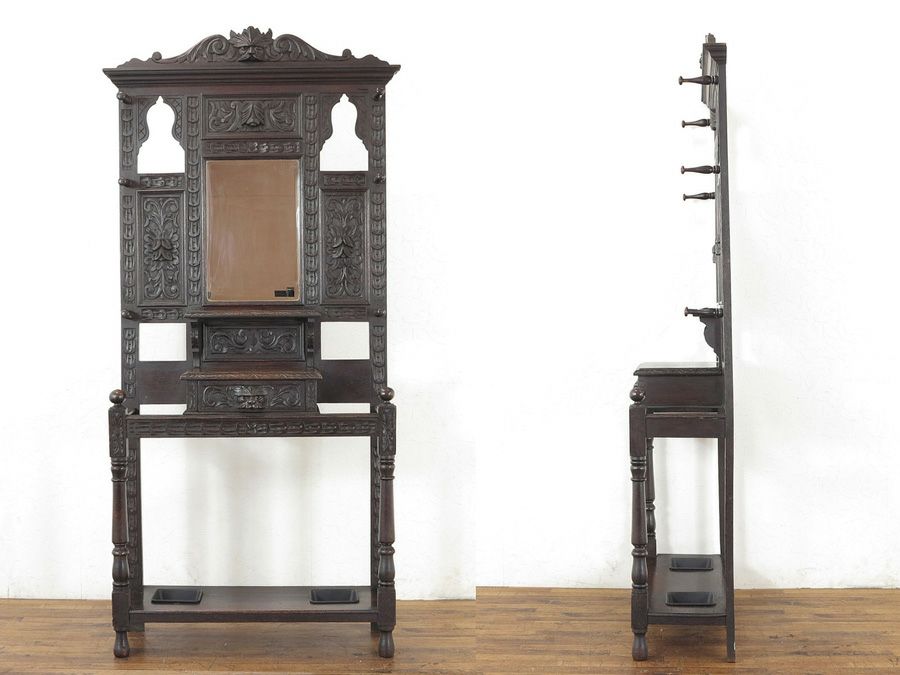 彫刻家具　アンティーク　ホールスタンド
