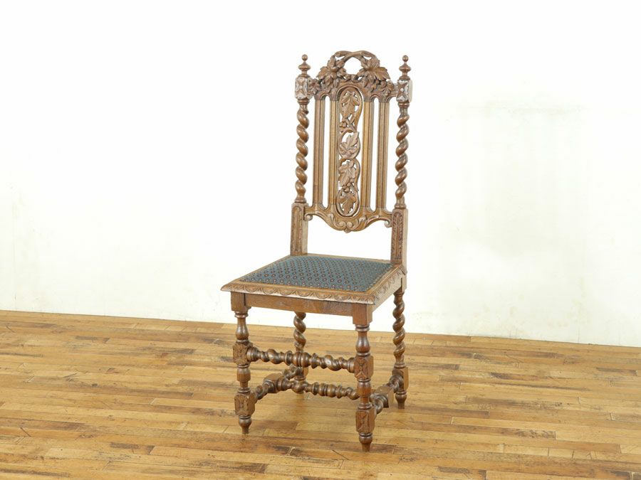 座面張替済 ぶどう彫刻 チェア 63675b | アンティークフレックス