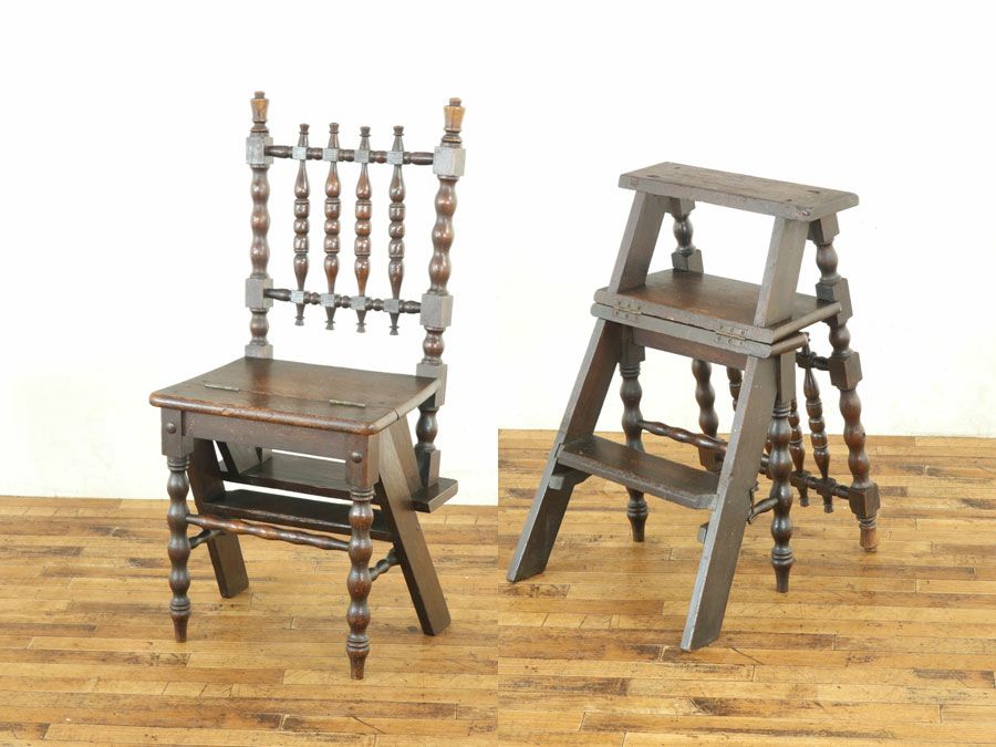 珍しいお品 踏み台状になるチェア ステップチェア 57910