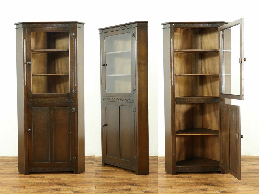 アンティーク家具 コーナーキャビネット 58574