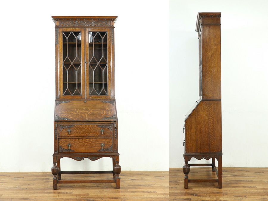 イギリスアンティーク家具 ビューローブックケース