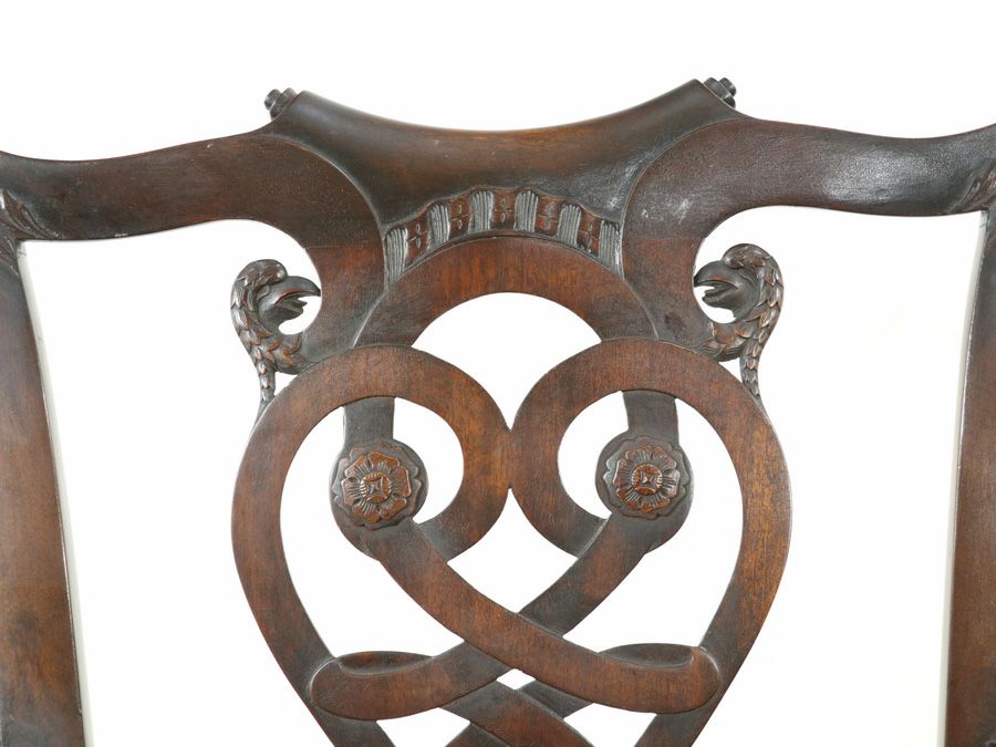 張替済チッペンデールアームチェア 58879a<BR>在庫2脚