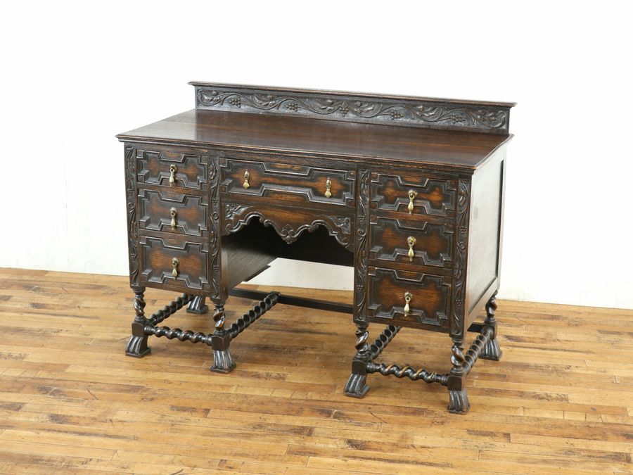 アンティーク家具 ブドウ彫刻デスク 58917b