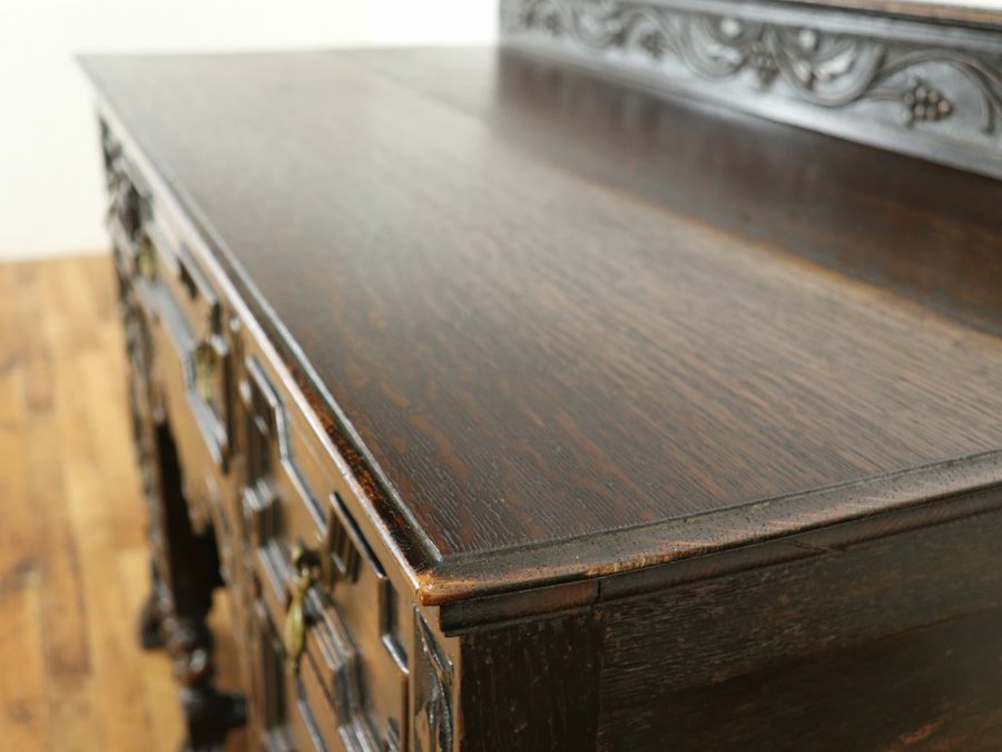 アンティーク家具 ブドウ彫刻デスク 58917b