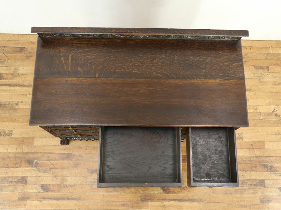 アンティーク家具 ブドウ彫刻デスク 58917b