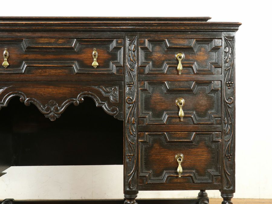 アンティーク家具 ブドウ彫刻デスク 58917b