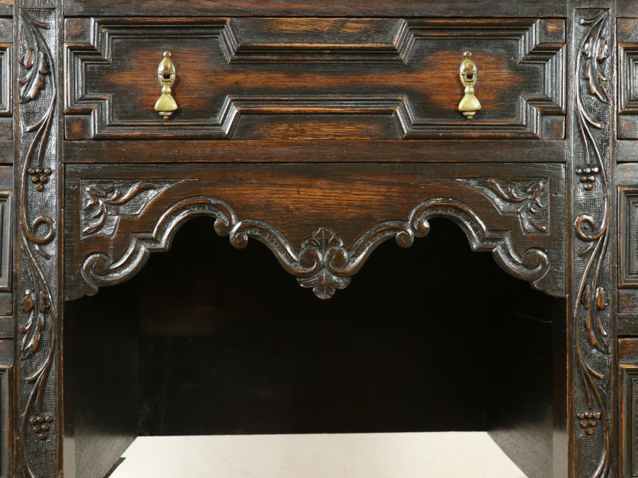 アンティーク家具 ブドウ彫刻デスク 58917b