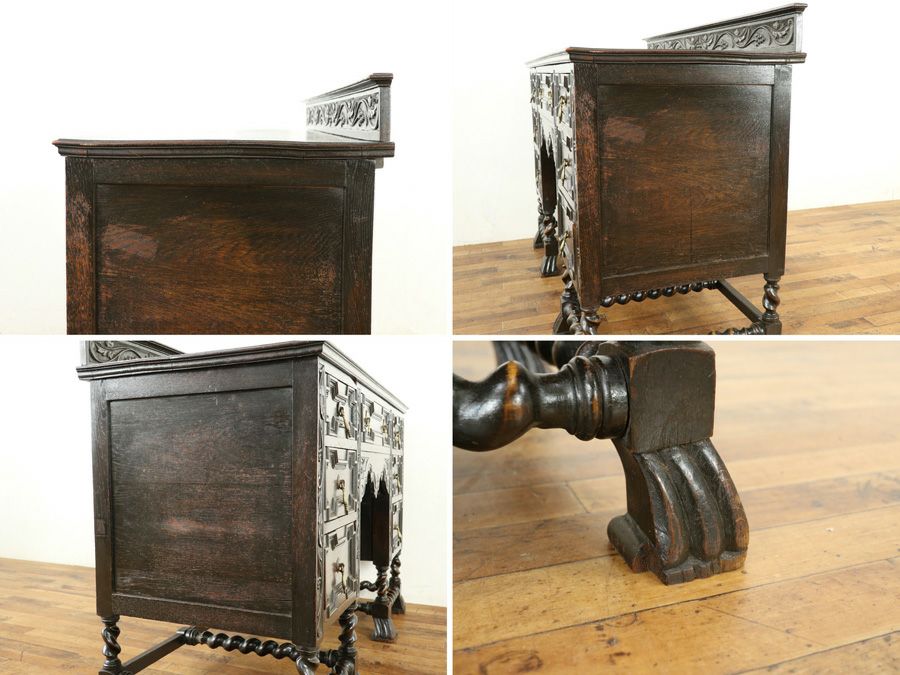 アンティーク家具 ブドウ彫刻デスク 58917b