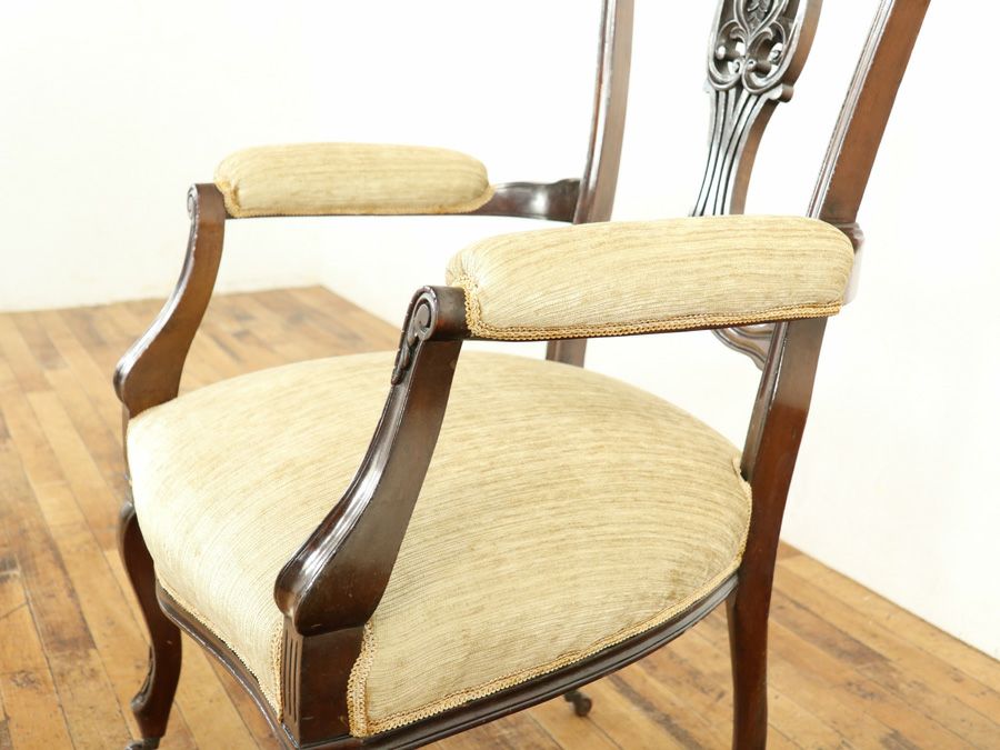 アンティーク家具 張替済アームチェア 58855