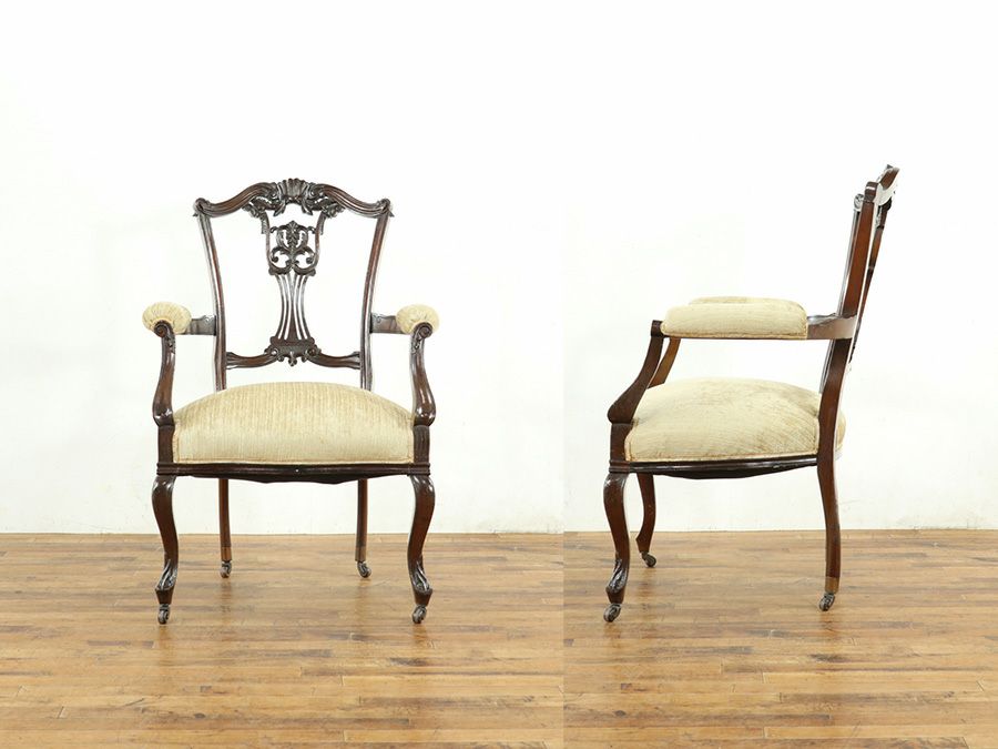 アンティーク家具 張替済アームチェア 58855