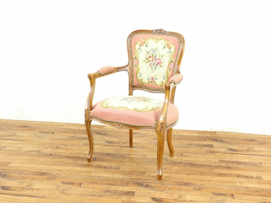 アンティーク家具 プチポワンアームチェア 64897a