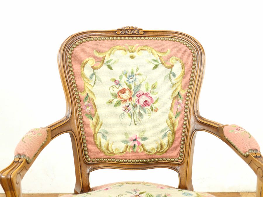 アンティーク家具 プチポワンアームチェア 64897a