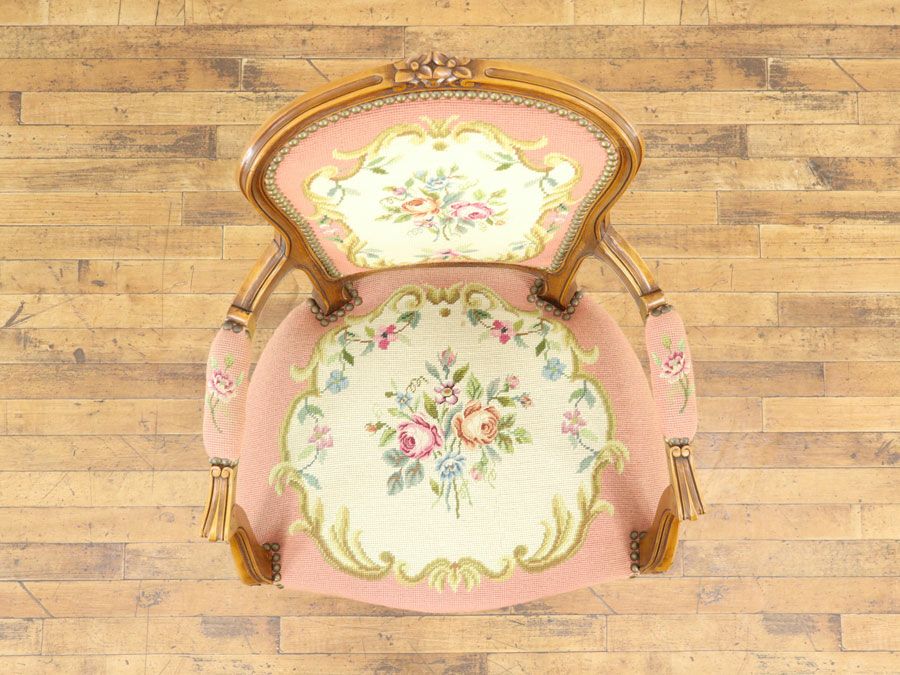 アンティーク家具 プチポワンアームチェア 64897a