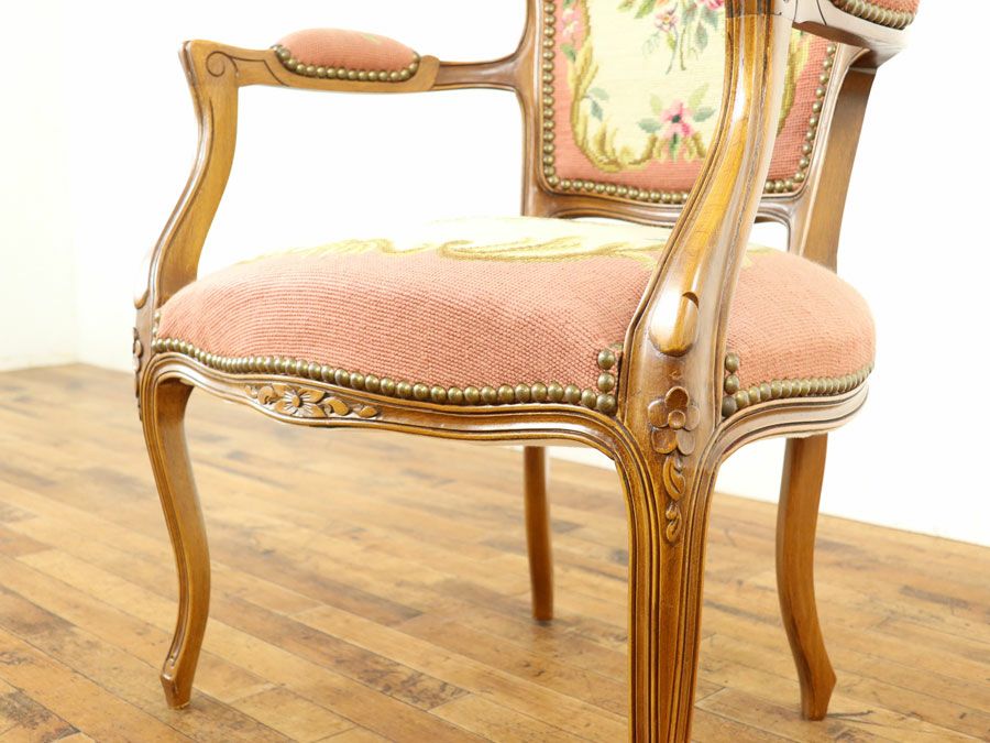 アンティーク家具 プチポワンアームチェア 64897a