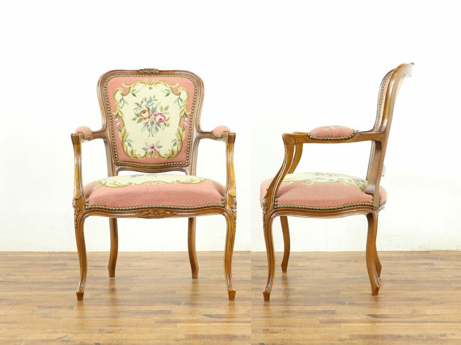 アンティーク家具 プチポワンアームチェア 64897a