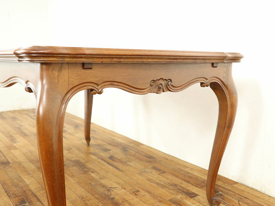 フランダイニングテーブルらしい大きめサイズ 猫脚ドローリーフテーブル 64911