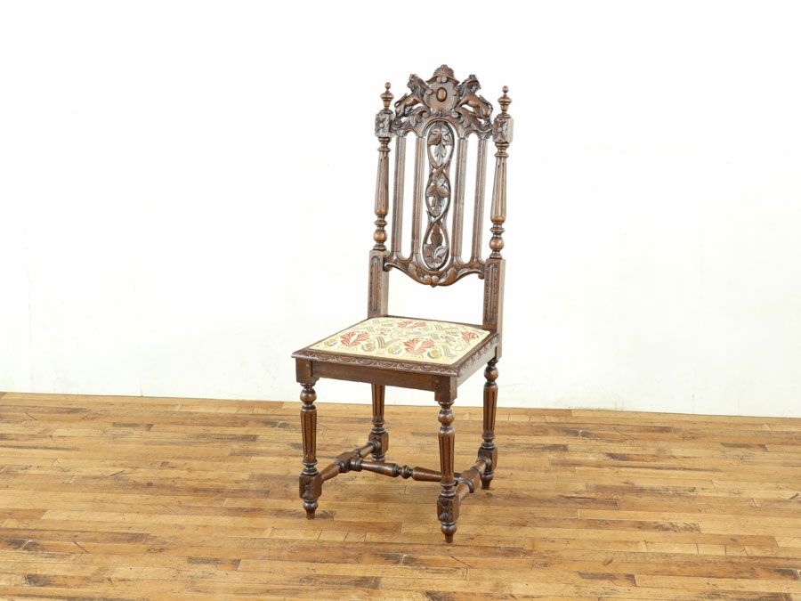 アンティーク 張替済ダイニングチェア 64928a