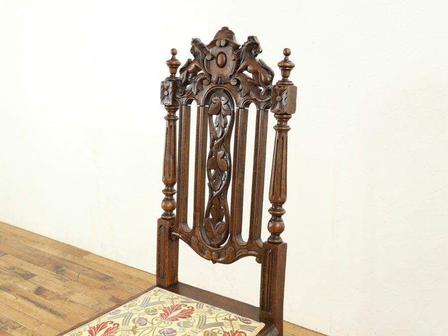 アンティーク 張替済ダイニングチェア 64928a