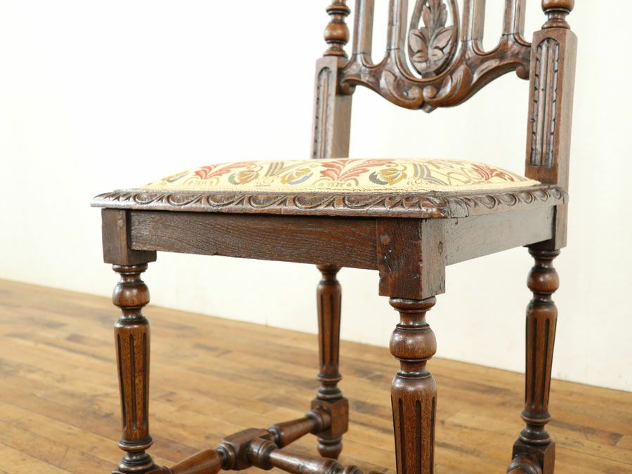 アンティーク 張替済ダイニングチェア 64928a