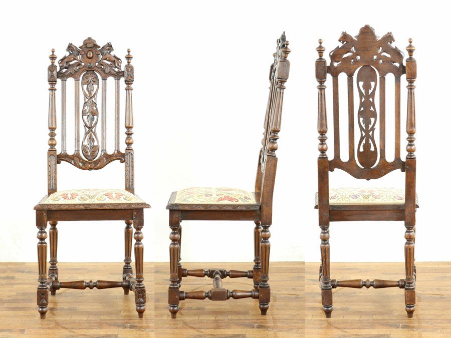 アンティーク 張替済ダイニングチェア 64928a