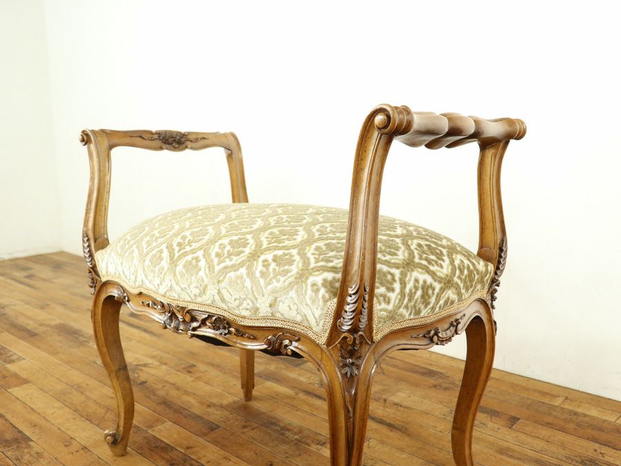 アンティーク家具 張替済スツール 64895e