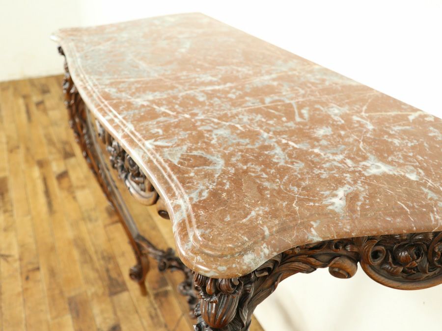 細やかで華麗な彫刻 壁に固定するサイドテーブル 大理石コンソール