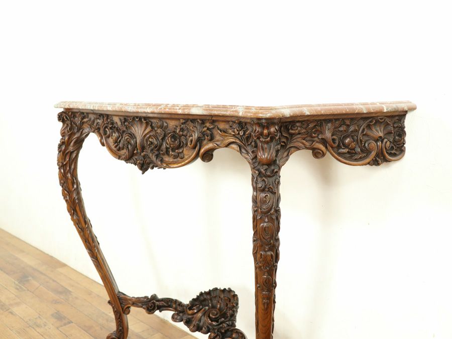 細やかで華麗な彫刻 壁に固定するサイドテーブル 大理石コンソール