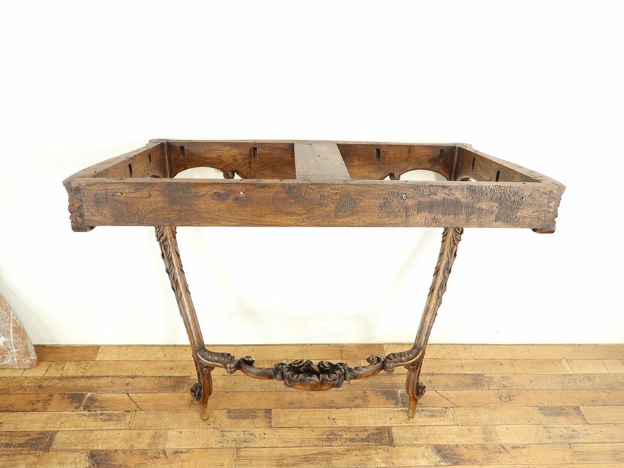 細やかで華麗な彫刻 壁に固定するサイドテーブル 大理石コンソール