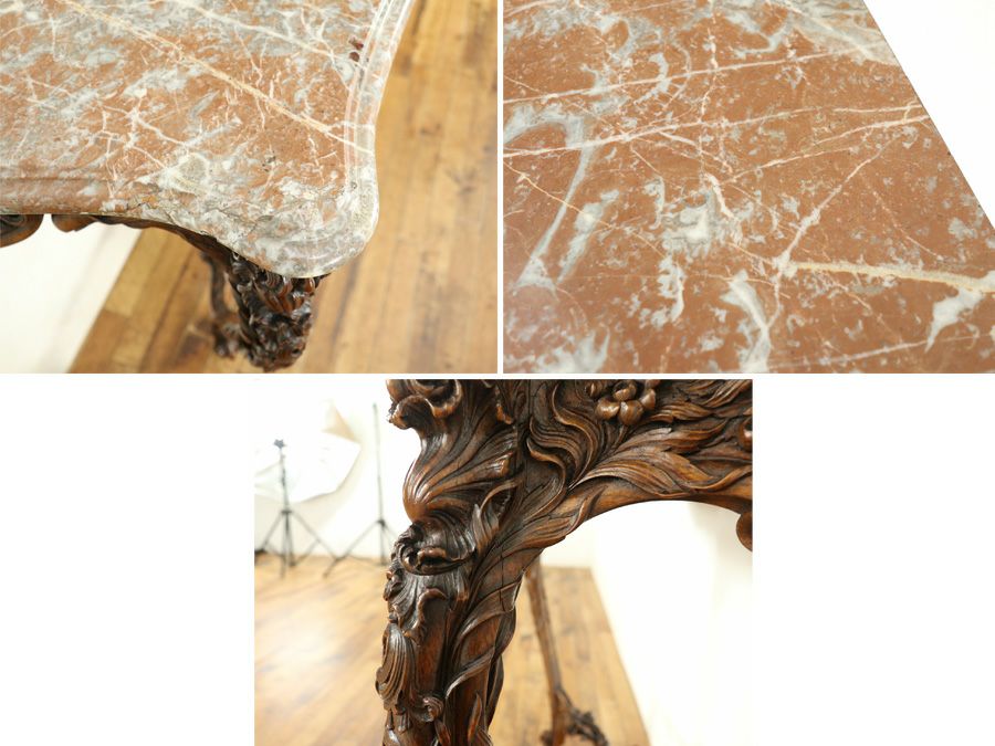 細やかで華麗な彫刻 壁に固定するサイドテーブル 大理石コンソール