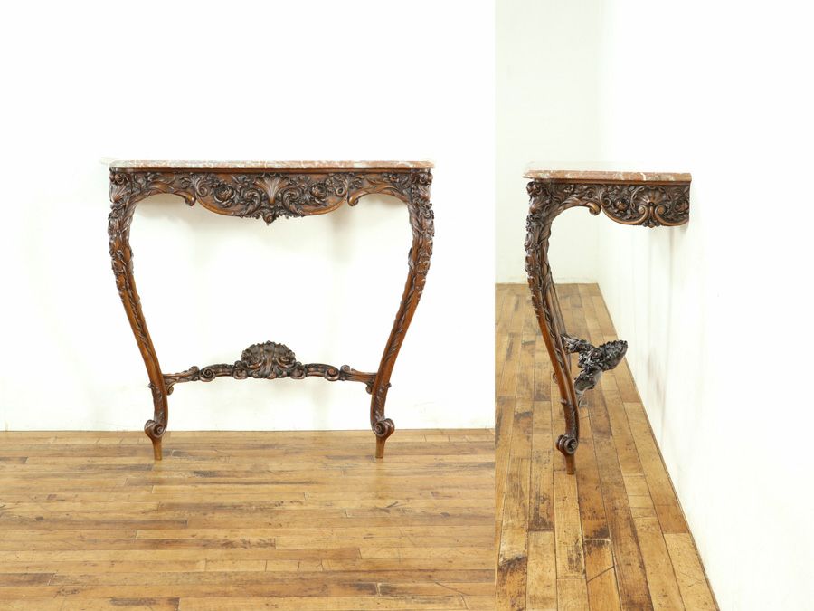 細やかで華麗な彫刻 壁に固定するサイドテーブル 大理石コンソール