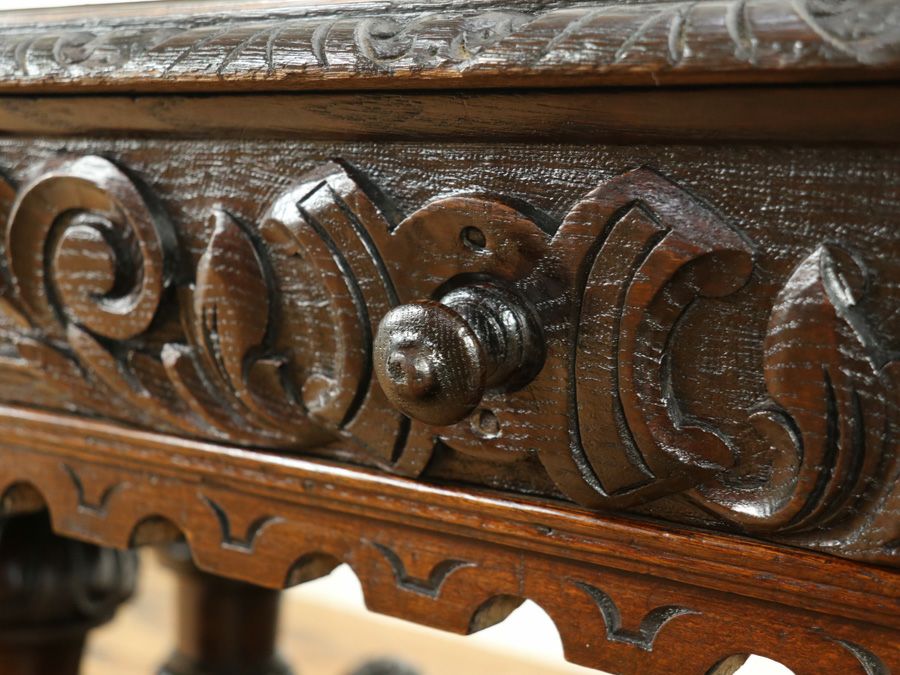 ライオン彫刻デスク　アンティークフレックス