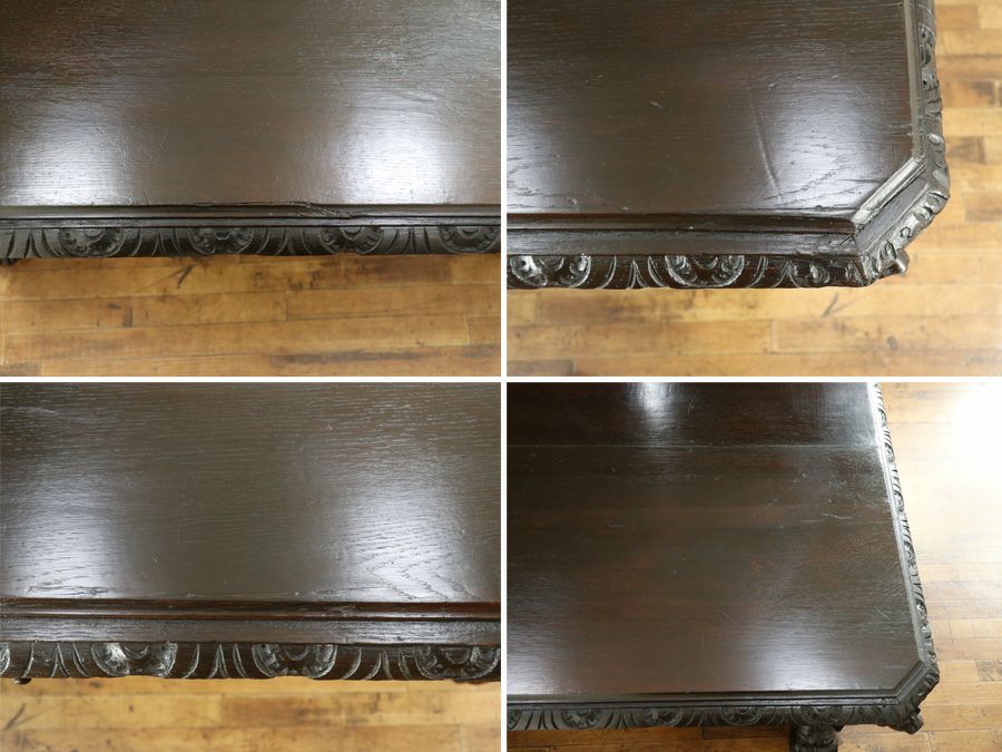 ライオン彫刻デスク　アンティークフレックス