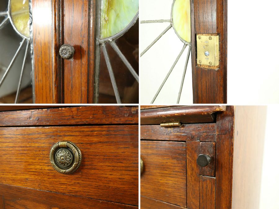 ステンドグラスが可愛らしいスリムサイズ ブックビューロー 59307