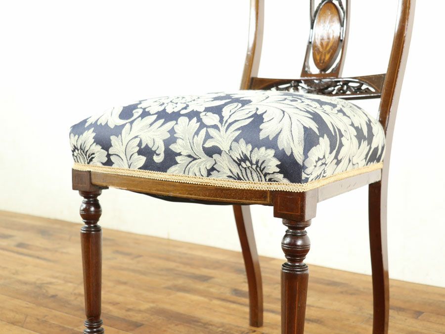 アンティーク 生地張り替え済みチェア 59088