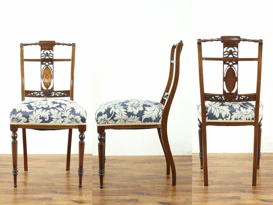 アンティーク 生地張り替え済みチェア 59088