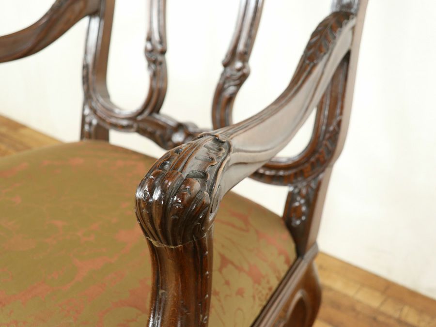 アンティーク家具張替済アームチェア 65014