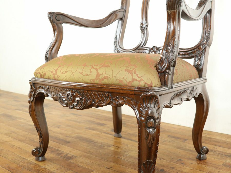 アンティーク家具張替済アームチェア 65014