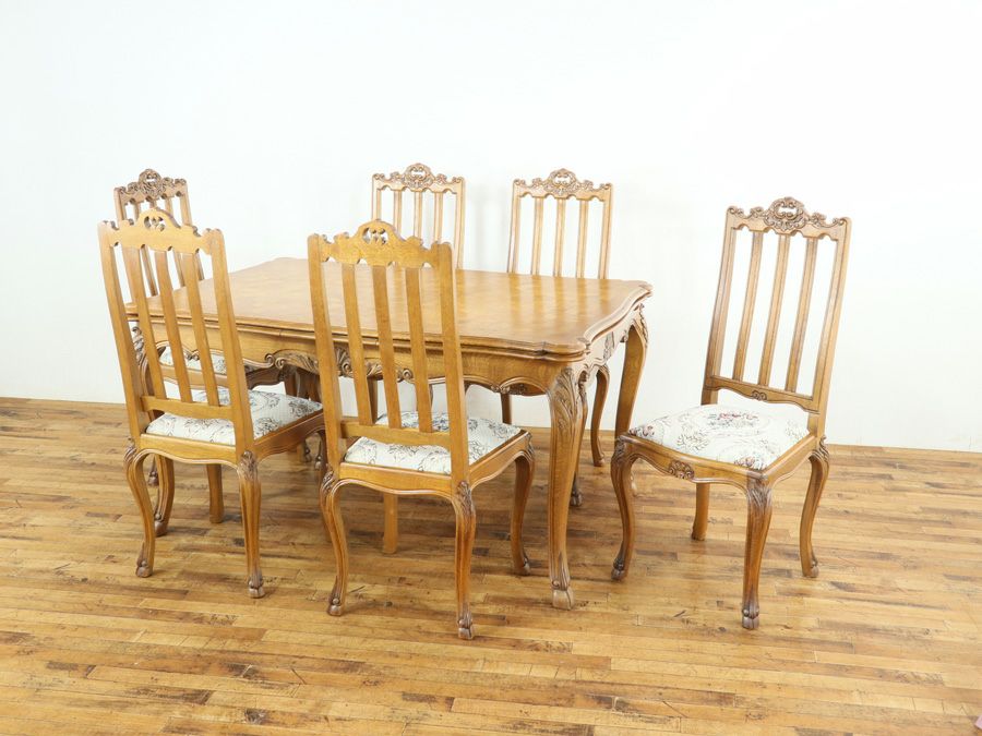 アンティークテーブルチェア6セット 65120b