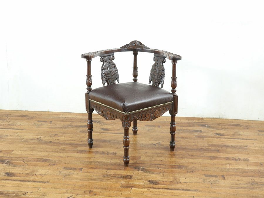 アンティーク家具張替済 コーナーチェア 65002