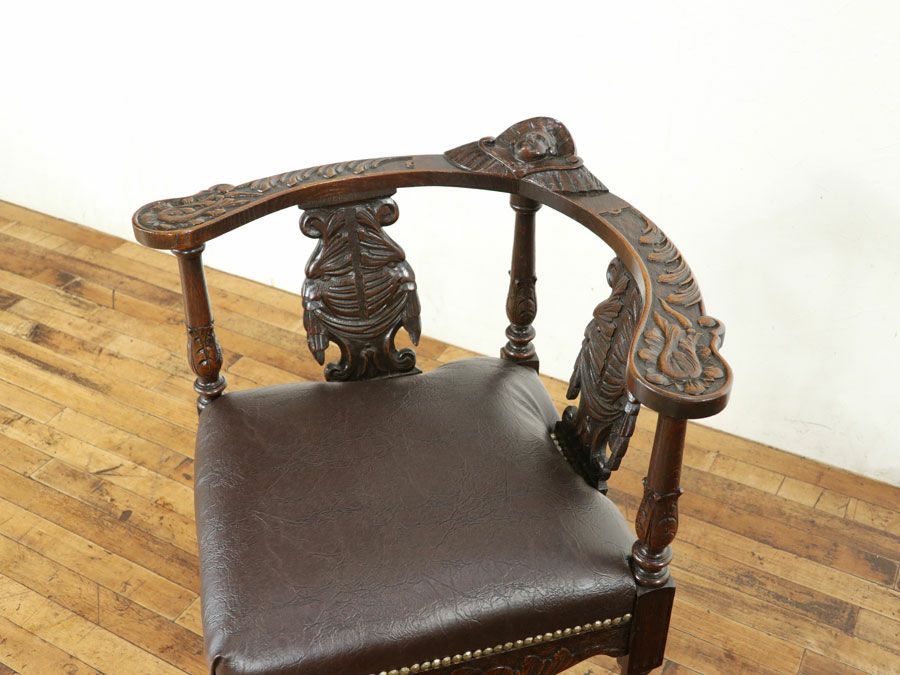 アンティーク家具張替済 コーナーチェア 65002