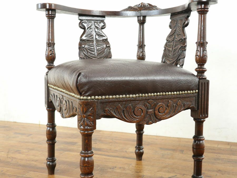 アンティーク家具張替済 コーナーチェア 65002