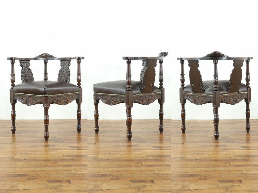 アンティーク家具張替済 コーナーチェア 65002