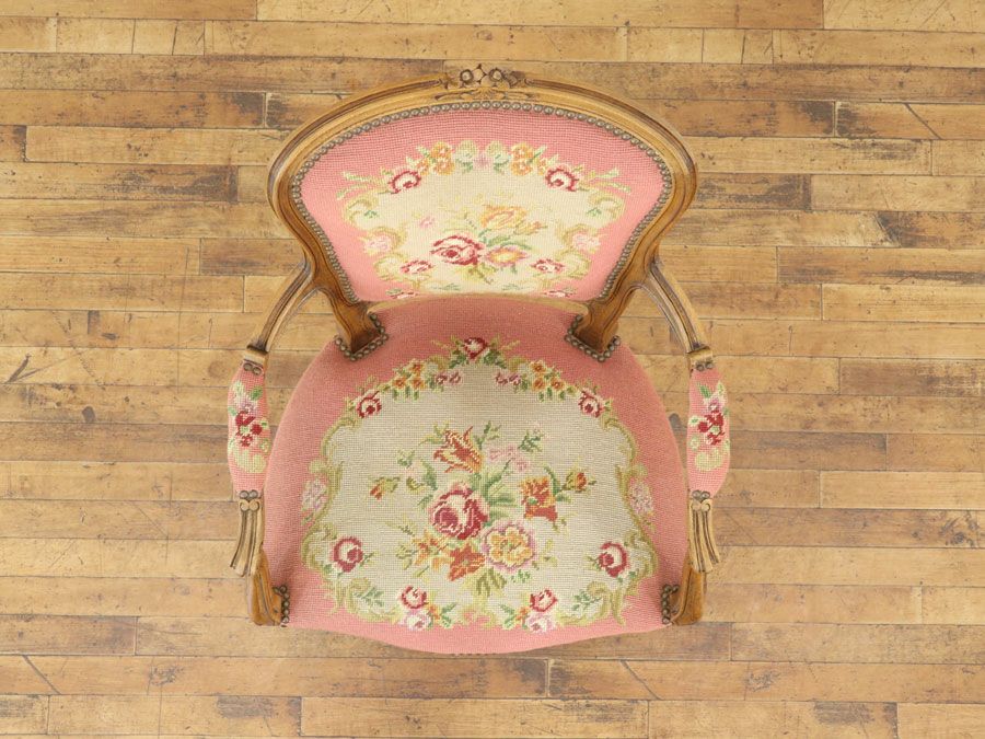 アンティーク プチポワンアームチェア 65112b