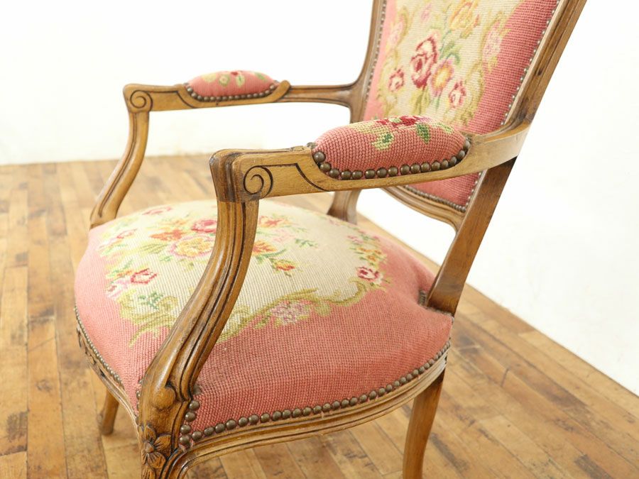 アンティーク プチポワンアームチェア 65112b