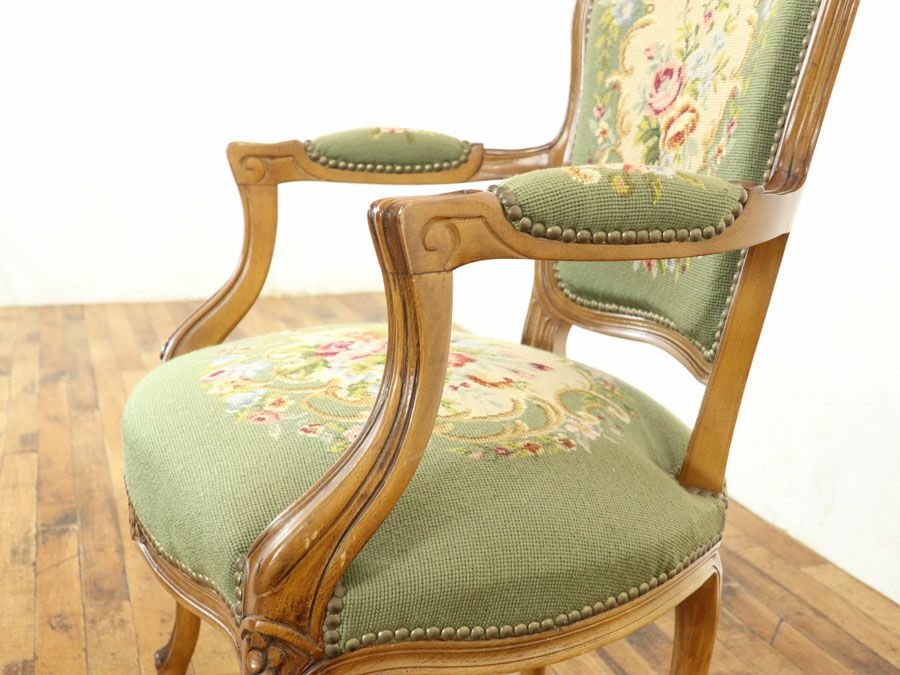 アンティーク プチポワンアームチェア 65105