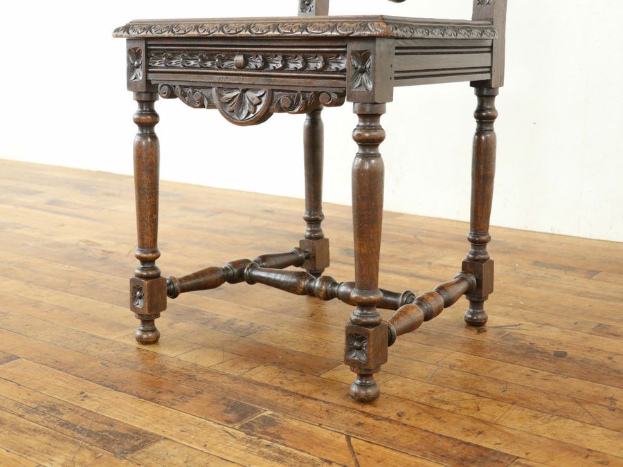 美しいデザインと細やかな彫刻 1910年頃 フランスアンティーク家具 チェア 65259c