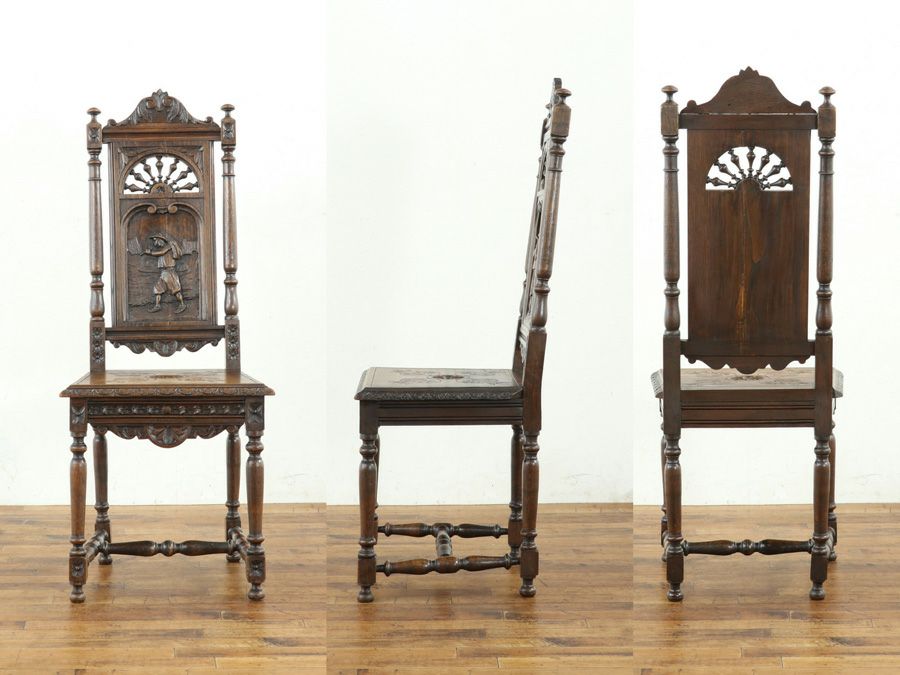 美しいデザインと細やかな彫刻 1910年頃 フランスアンティーク家具 チェア 65259c