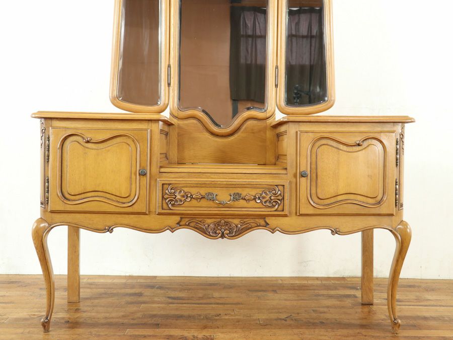 猫脚の可愛らしいデザイン 三面鏡 ドレッサー 65306 | アンティーク