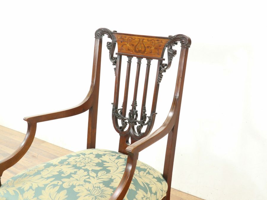 アンティーク 張替済ダイニングチェア 80052b